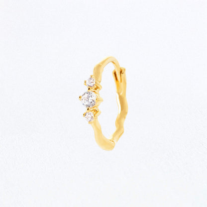 Boucle d'oreille individuelle Rachelle - Plaqué Or 18K et Zirconium - 1,5 cm