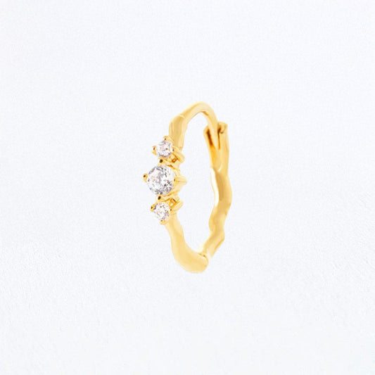 Boucle d'oreille individuelle Rachelle - Plaqué Or 18K et Zirconium - 1,5 cm