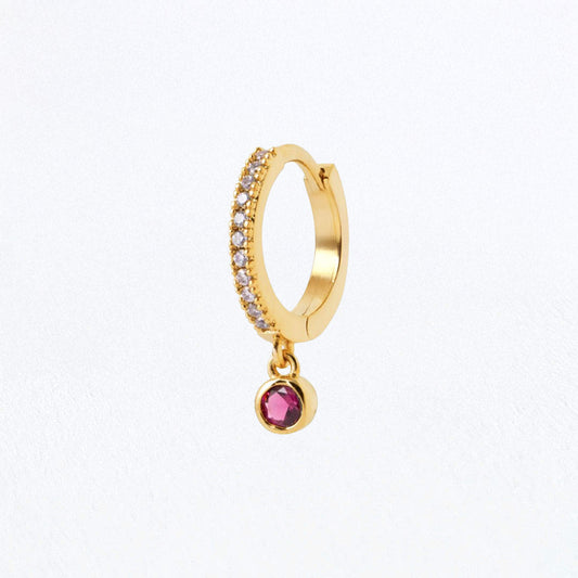 Boucle d'oreille individuelle Hilona - Plaqué Or 18K et Zirconium - 1,2 cm