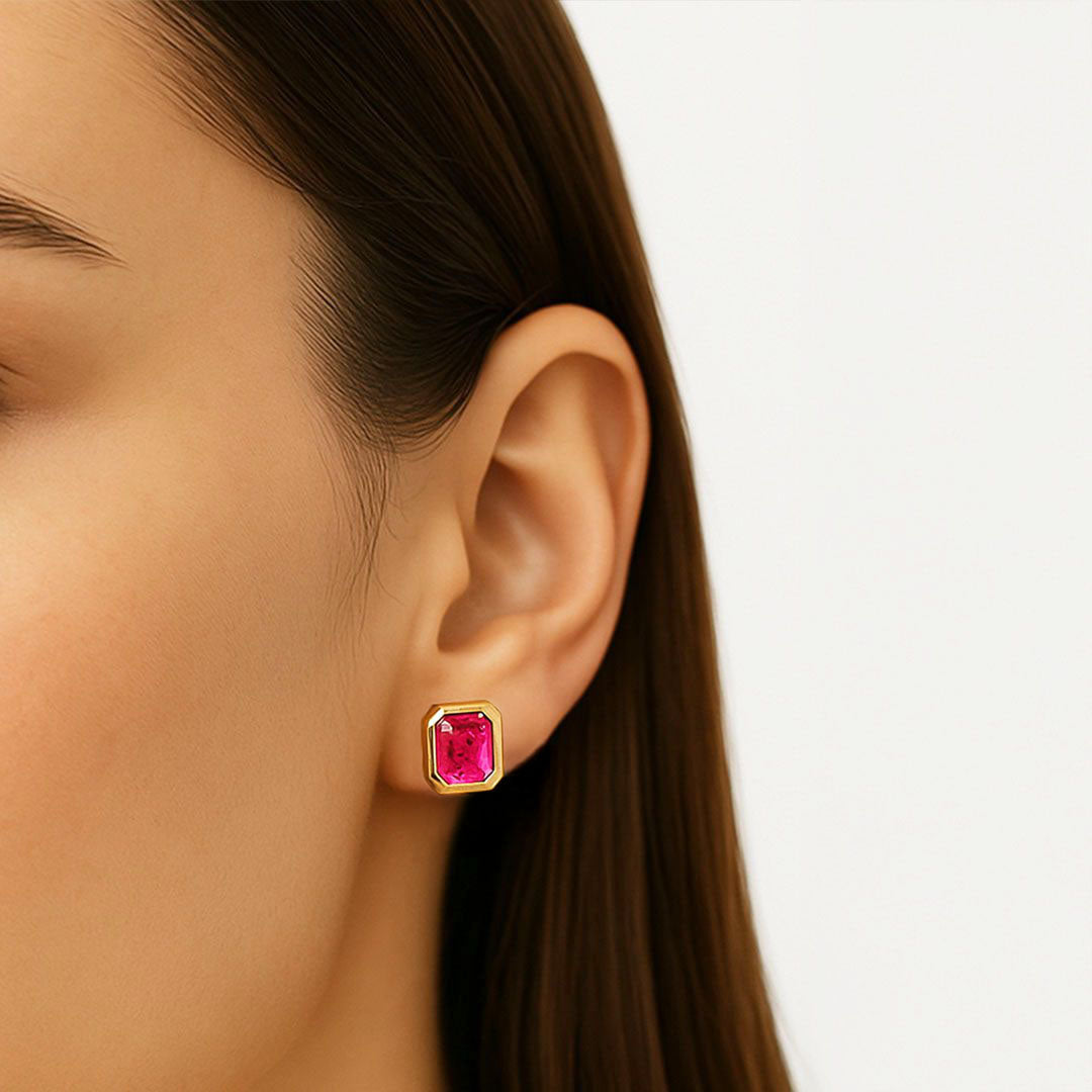 Boucle d'oreille rose plaqué or 18K Calypso Bellaime 2