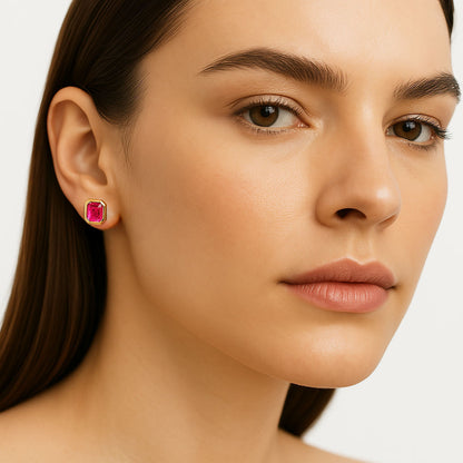 Boucle d'oreille rose plaqué or 18K Calypso Bellaime 4