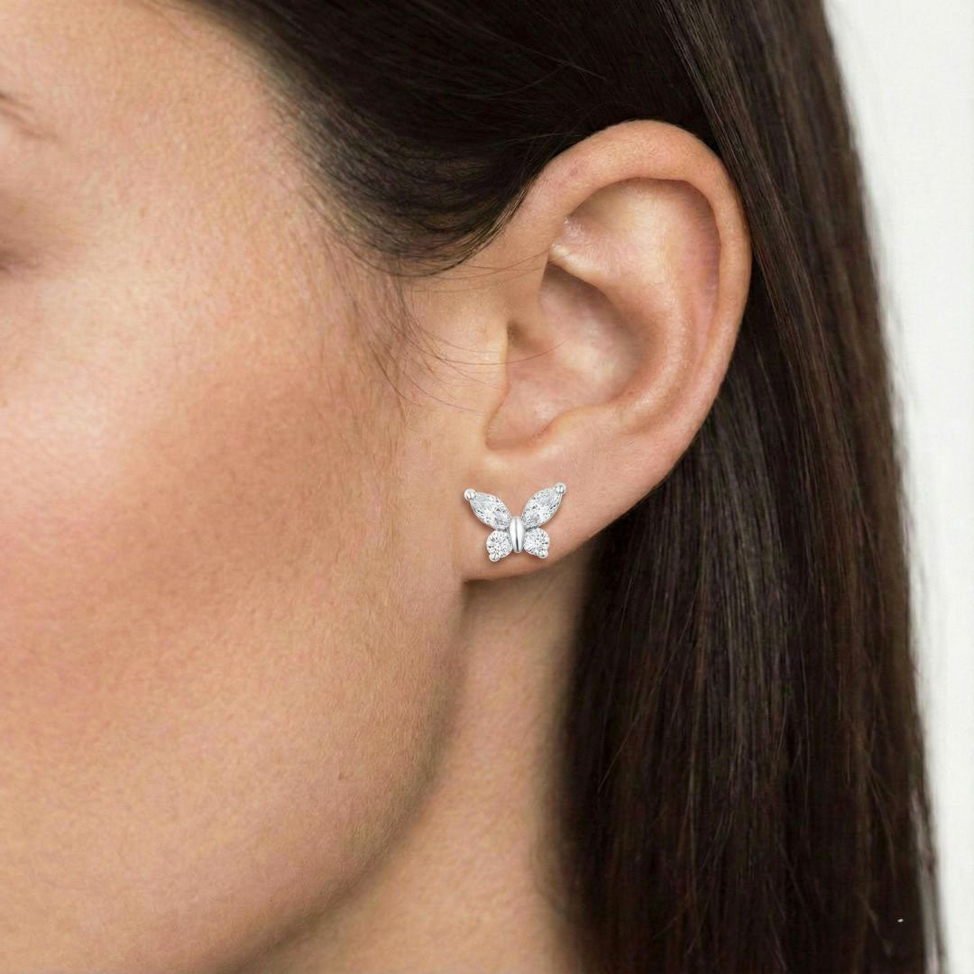 Puces d'oreilles papillon argent 925 Butterfly