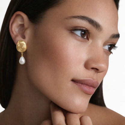 Boucles d'oreilles perle acier inoxydable Anastasia Bellaime 2