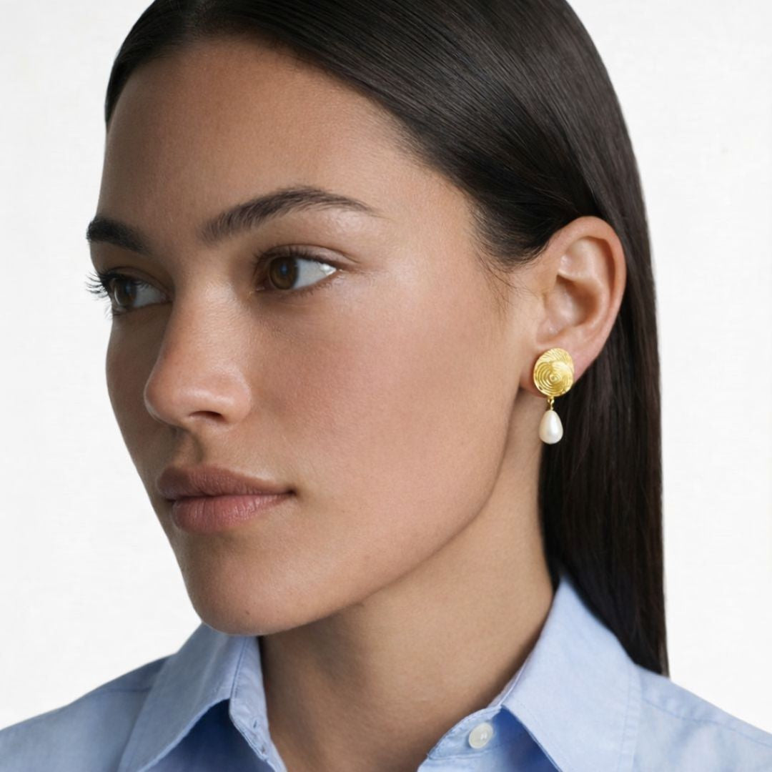 Boucles d'oreilles perle acier inoxydable Anastasia Bellaime 3