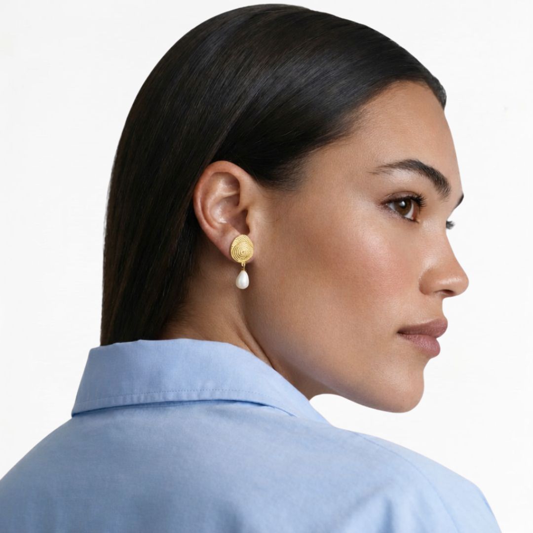 Boucles d'oreilles perle acier inoxydable Anastasia Bellaime 4