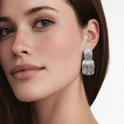 Boucles d'oreilles acier inoxydable argent Aurora Bellaime 2