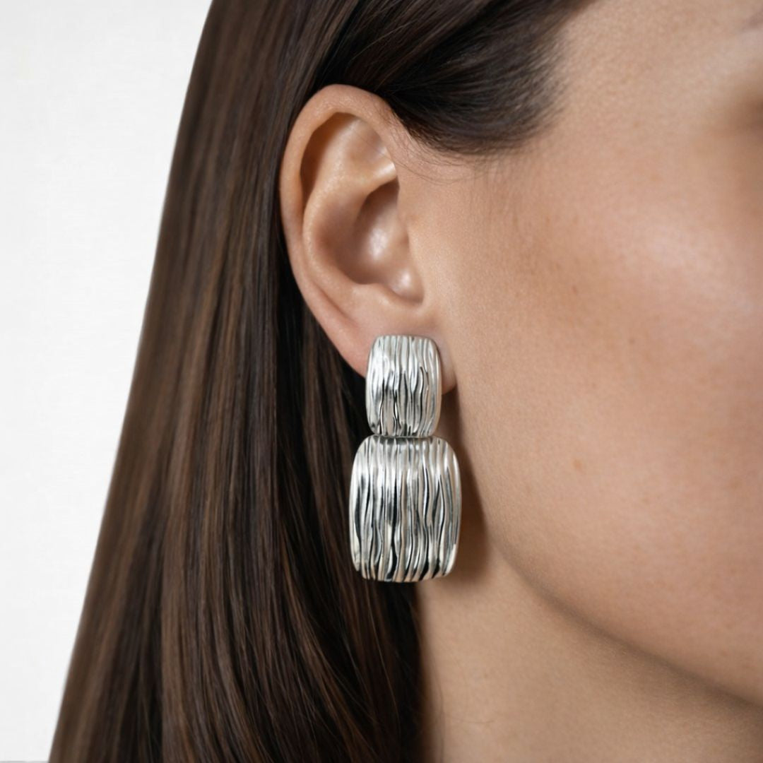 Boucles d'oreilles acier inoxydable argent Aurora Bellaime 3