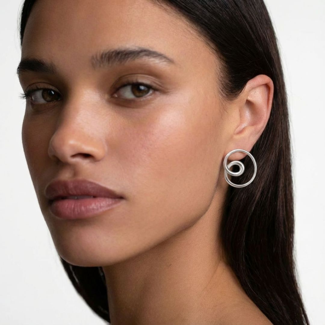 Boucles d'oreilles acier inoxydable argent Garance Bellaime 2