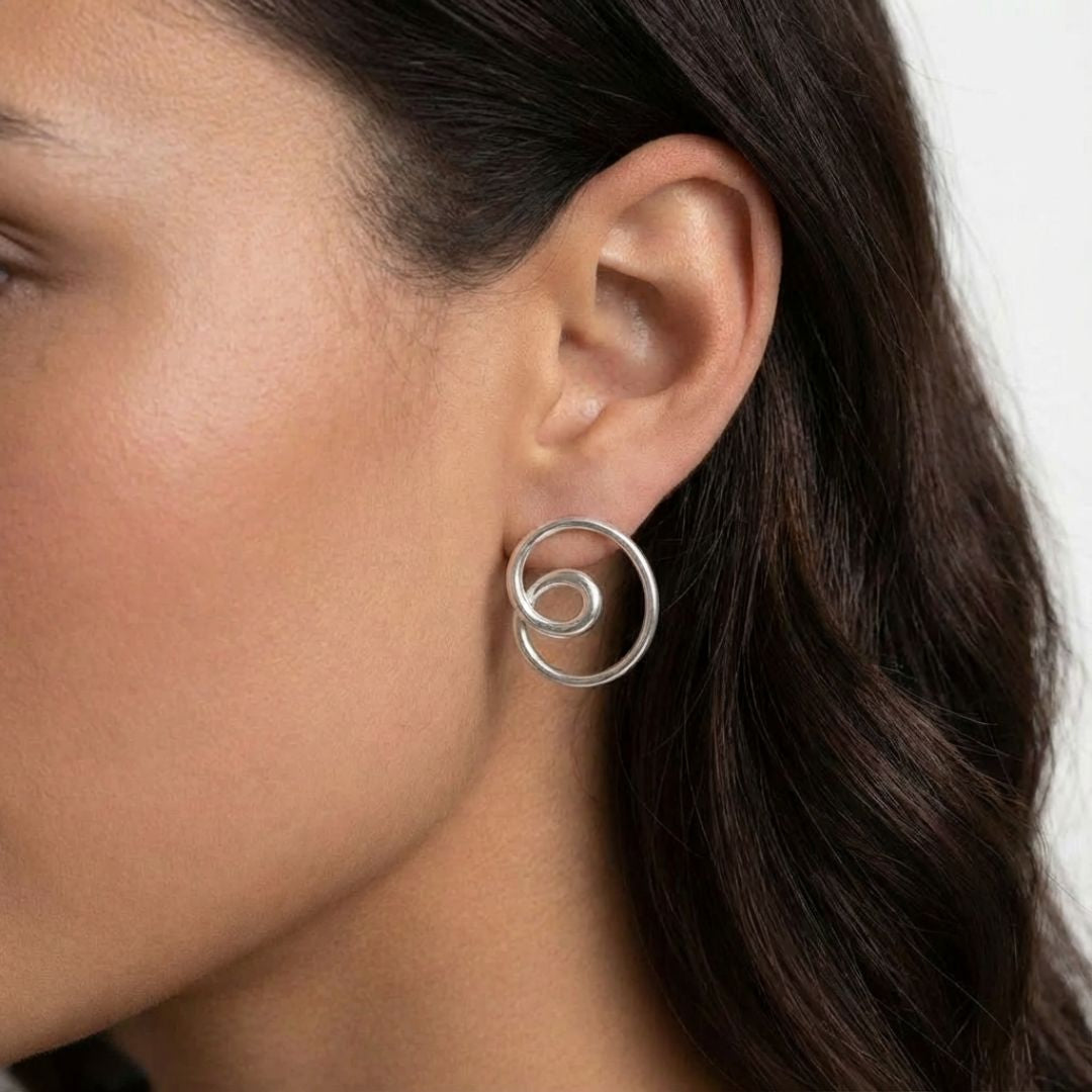 Boucles d'oreilles acier inoxydable argent Garance Bellaime 3