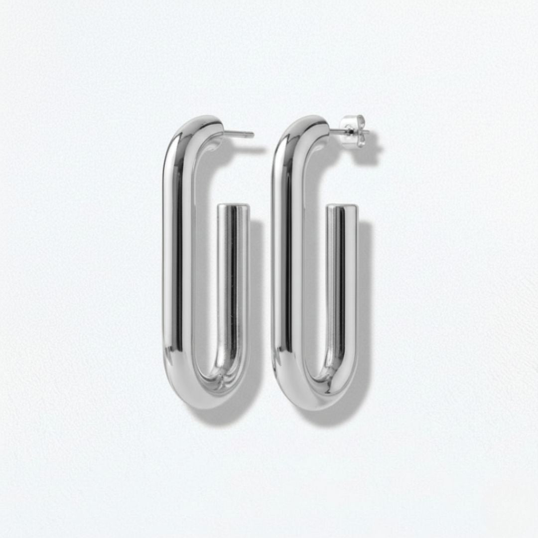 Boucles d'oreilles créoles acier inoxydable argent Leonie Bellaime