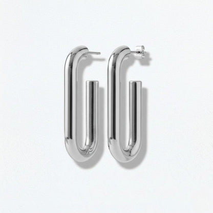 Boucles d'oreilles créoles acier inoxydable argent Leonie Bellaime