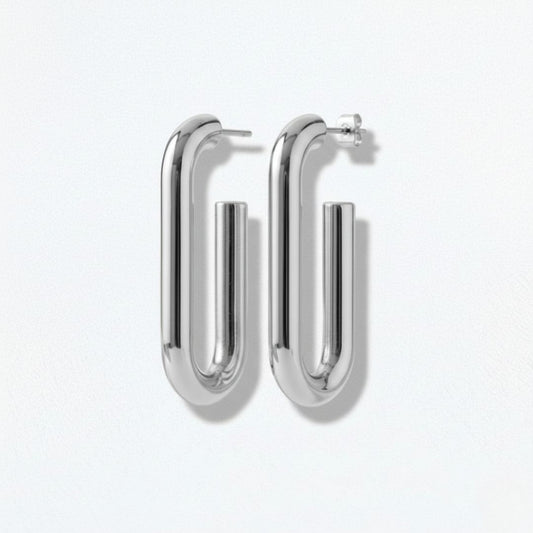 Boucles d'oreilles créoles acier inoxydable argent Leonie Bellaime