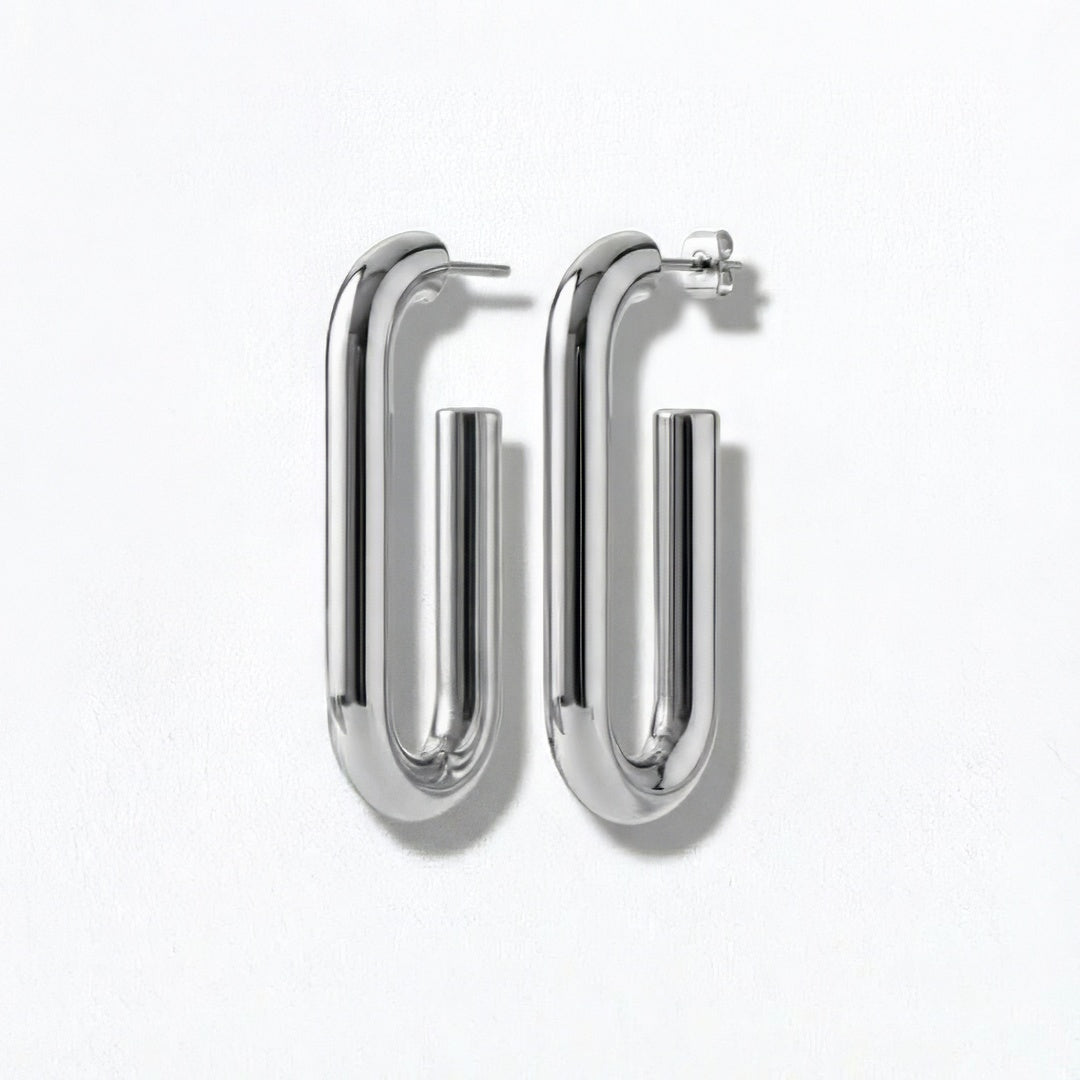 Boucles d'oreilles créoles acier inoxydable argent Leonie Bellaime