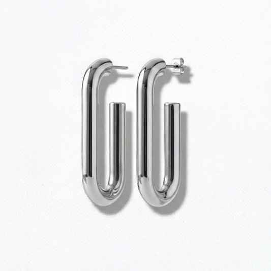 Boucles d'oreilles créoles acier inoxydable argent Leonie Bellaime