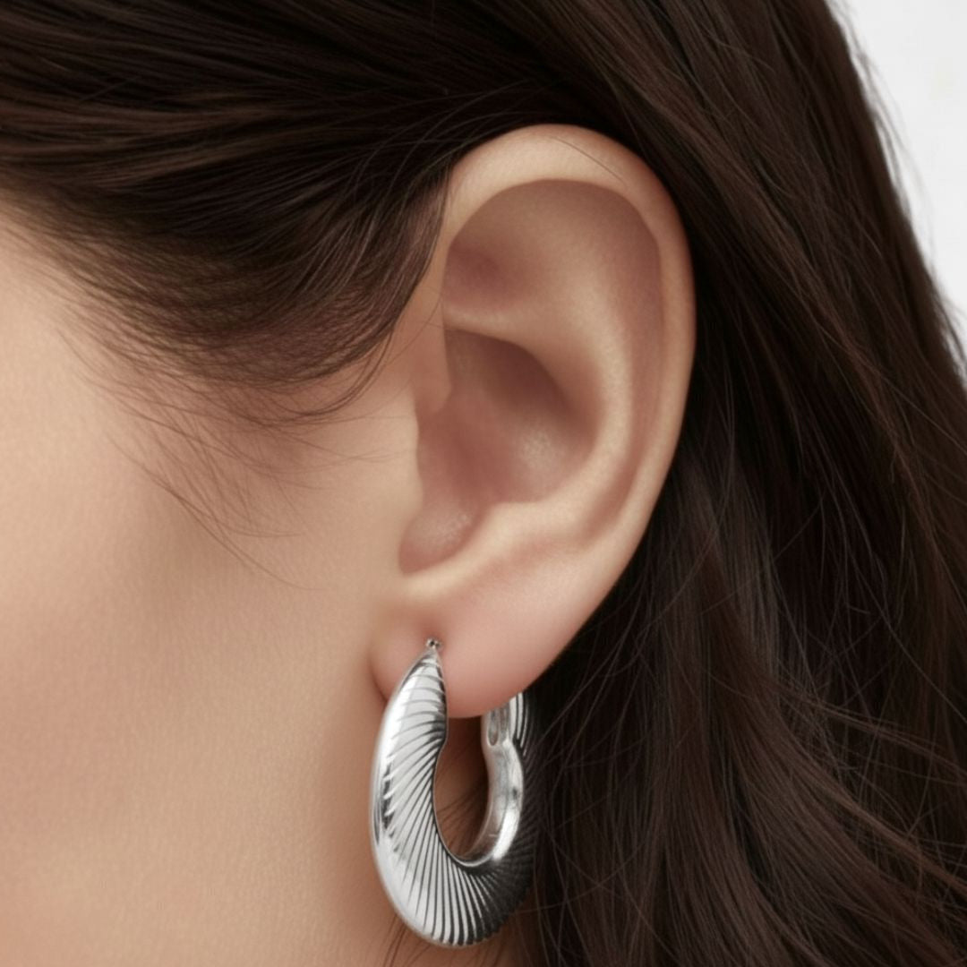 Boucles d'oreilles creoles acier inoxydable argent Maeva Bellaime 3