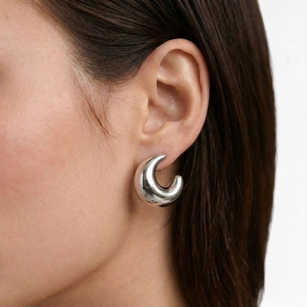 Boucles d'oreilles créoles acier inoxydable argent Marta Bellaime 3