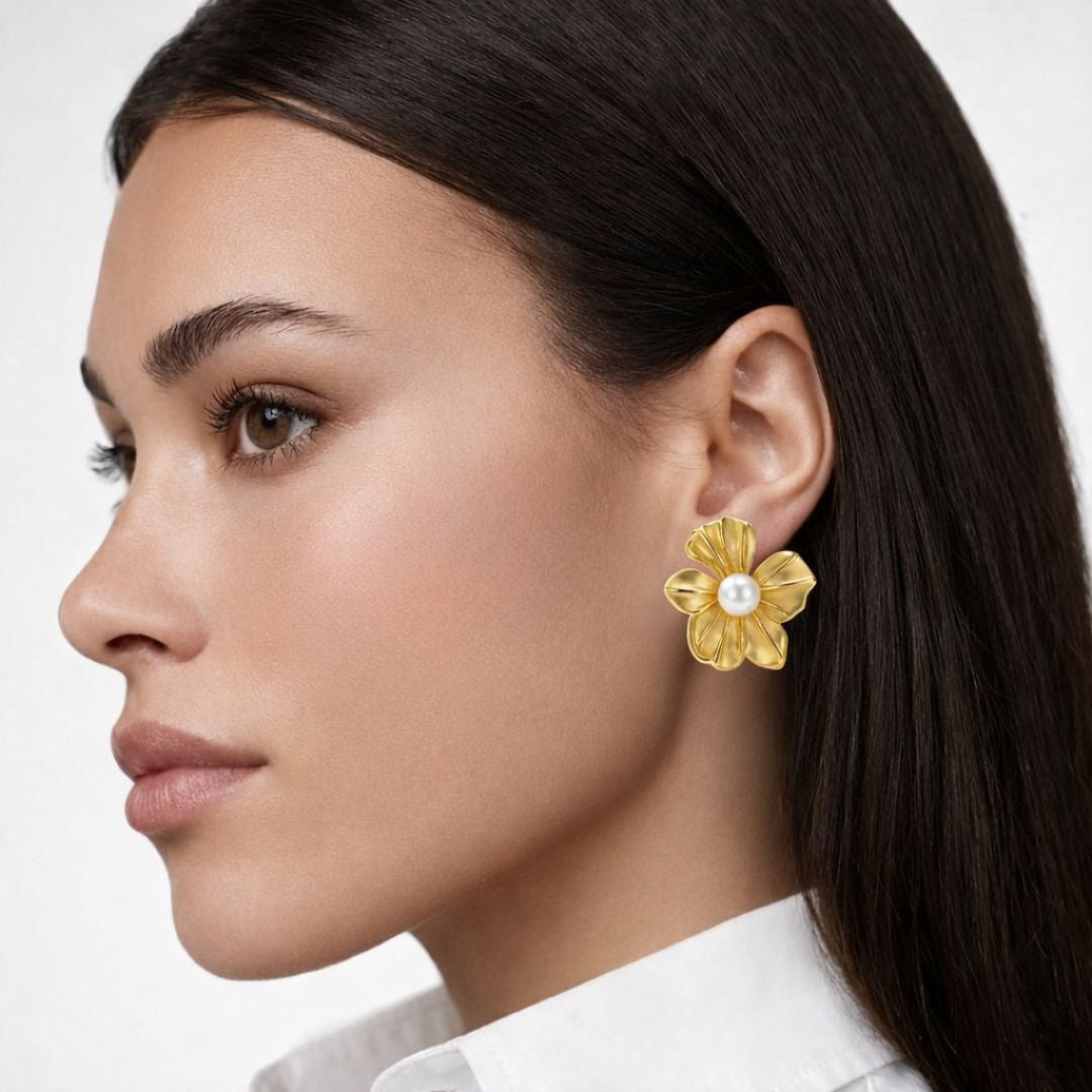 Boucles d'oreilles fleur acier inoxydable Constance Bellaime 2