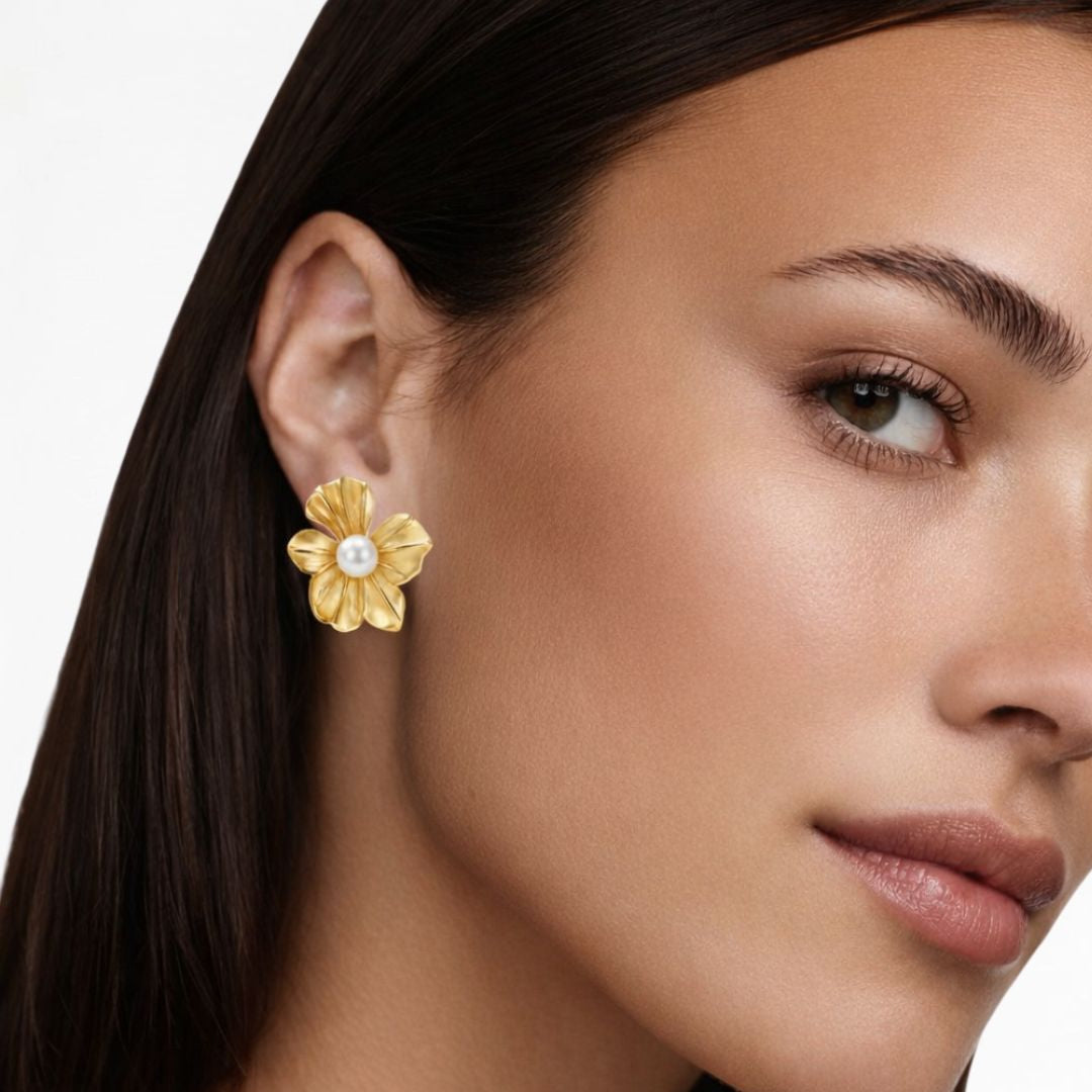 Boucles d'oreilles fleur acier inoxydable Constance Bellaime 3