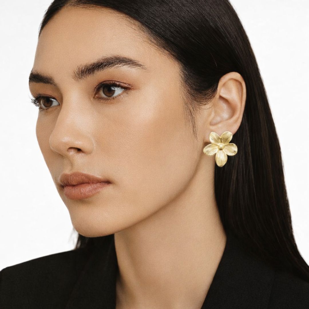 Boucles d'oreilles fleur acier inoxydable Flora Bellaime 2
