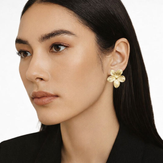 Boucles d'oreilles fleur acier inoxydable Flora Bellaime 2