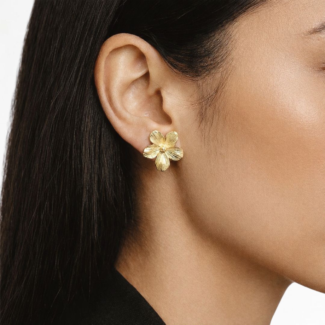Boucles d'oreilles fleur acier inoxydable Flora Bellaime 3