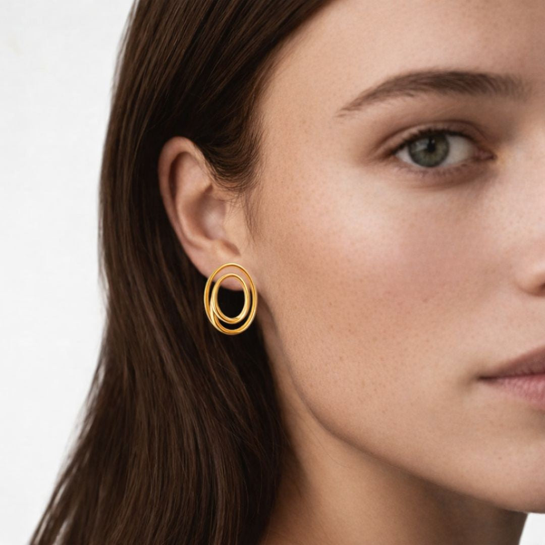 Boucles d'oreilles acier inoxydable Long Circle Bellaime 2