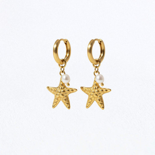 Boucles d'oreilles acier inoxydable Star Pearl Bellaime