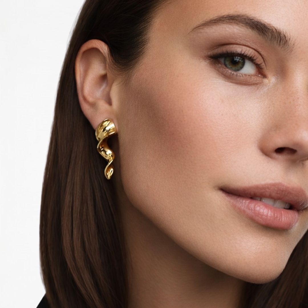 Boucles d'oreilles acier inoxydable or Spirale Bellaime 2