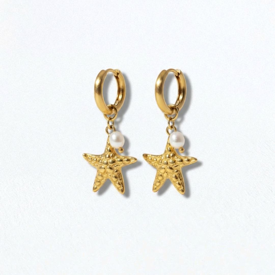 Boucles d'oreilles étoile de mer acier inoxydable Star Pearl Bellaime