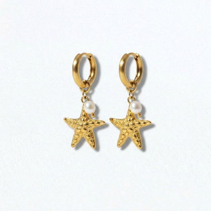 Boucles d'oreilles étoile de mer acier inoxydable Star Pearl Bellaime