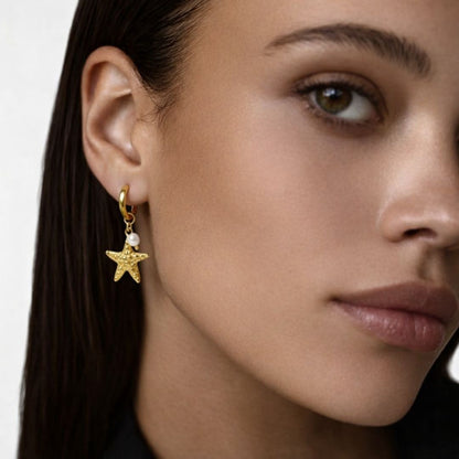 Boucles d'oreilles étoile de mer acier inoxydable Star Pearl Bellaime 3