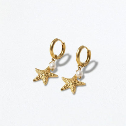 Boucles d'oreilles étoile de mer acier inoxydable Star Pearl Bellaime 4