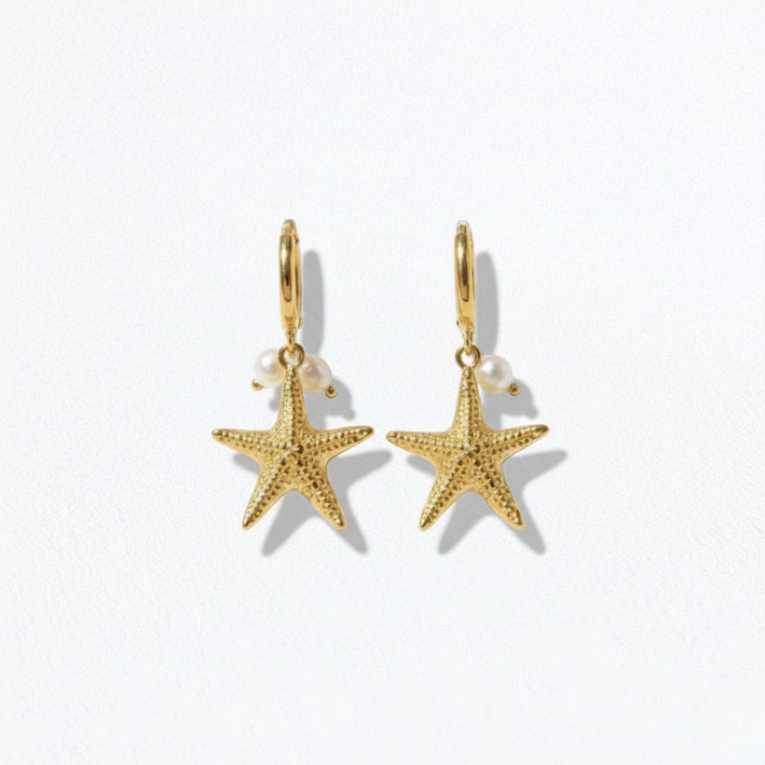 Boucles d'oreilles étoile de mer acier inoxydable Star Pearl Bellaime 5