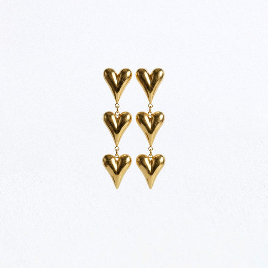 Boucles d'oreilles coeur acier inoxydable Triple Heart Bellaime