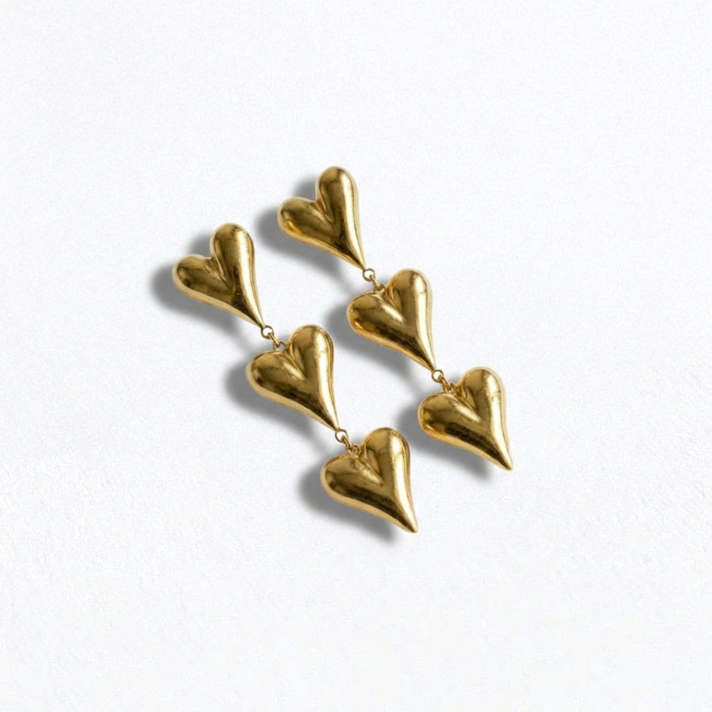 Boucles d'oreilles coeur acier inoxydable Triple Heart Bellaime 4