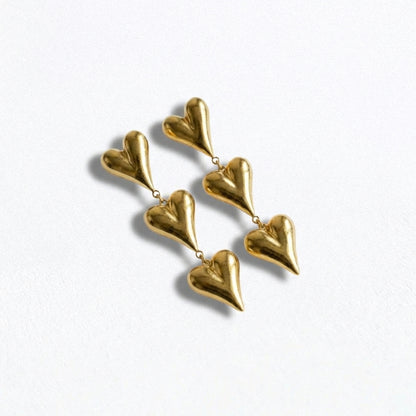 Boucles d'oreilles coeur acier inoxydable Triple Heart Bellaime 4