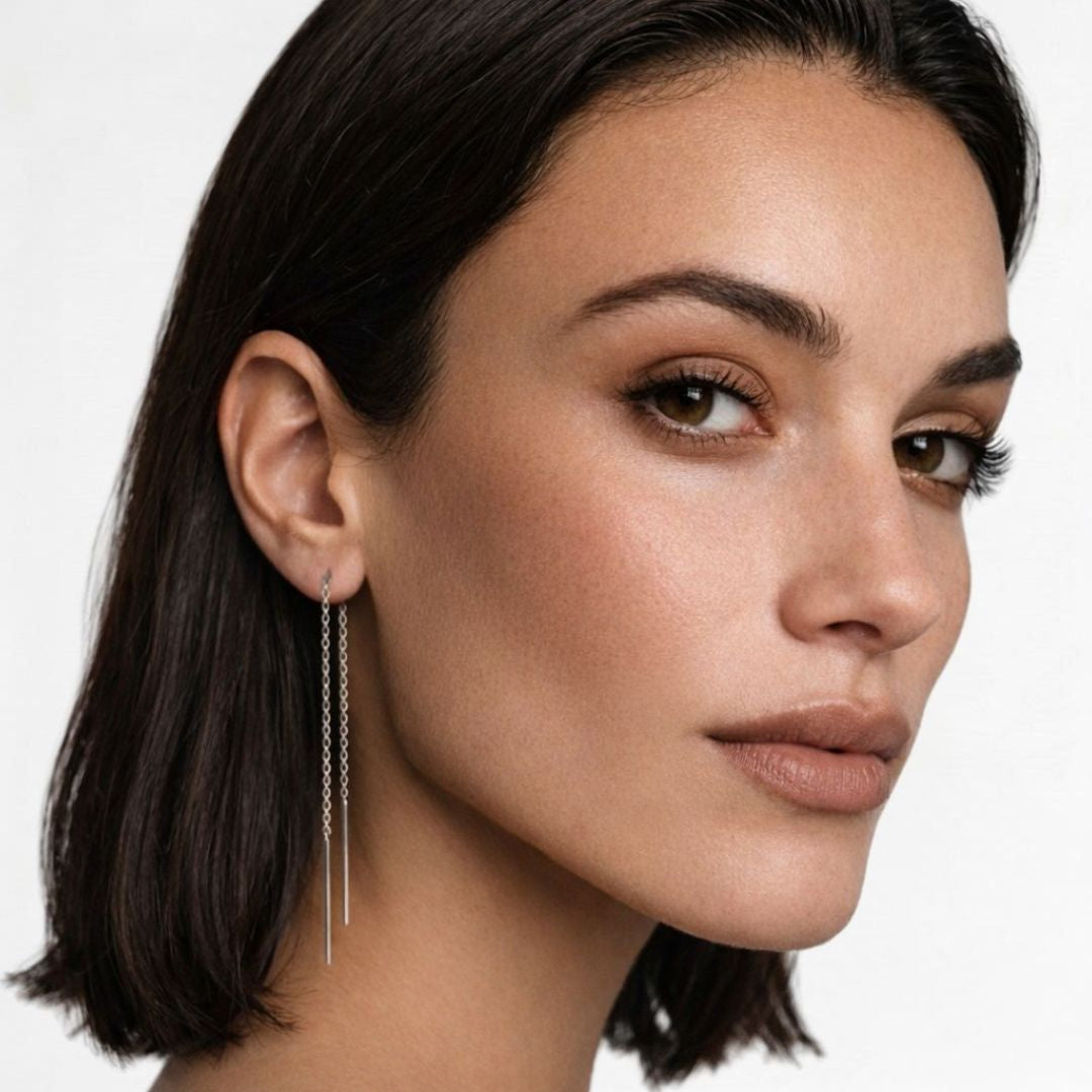 Boucles d'Oreilles fil pendantes argent 925 Purity Bellaime 2