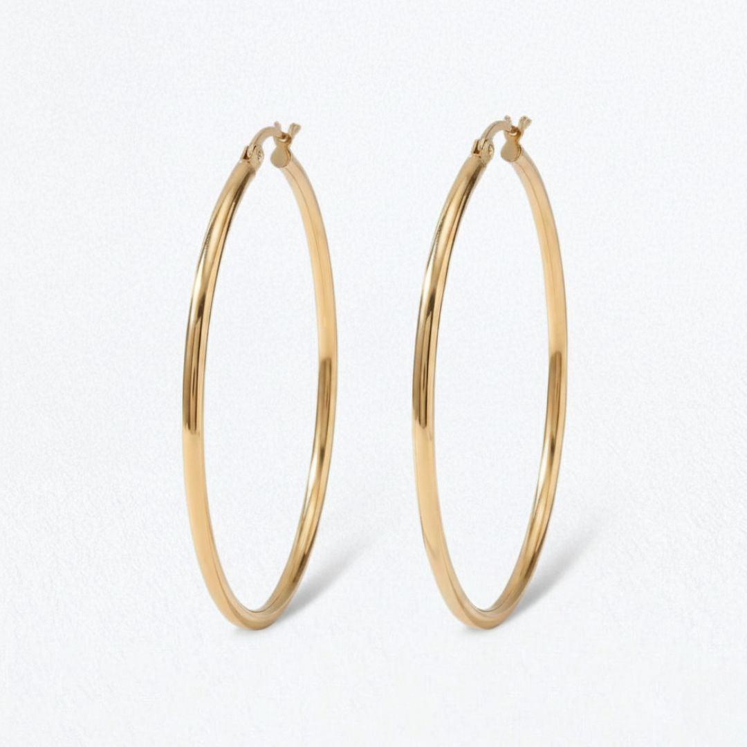 Boucles d'oreilles créoles plaqué or 18K 7 cm Basic & Perfect Bellaime 2