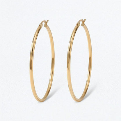 Boucles d'oreilles créoles plaqué or 18K 7 cm Basic & Perfect Bellaime 2