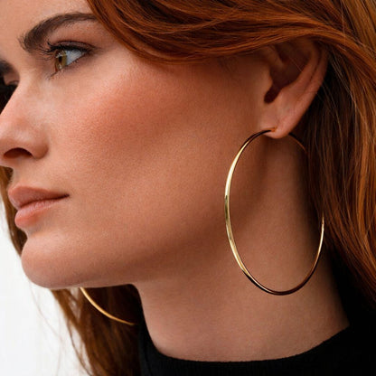 Boucles d'oreilles créoles plaqué or 18K 7 cm Basic & Perfect Bellaime 3