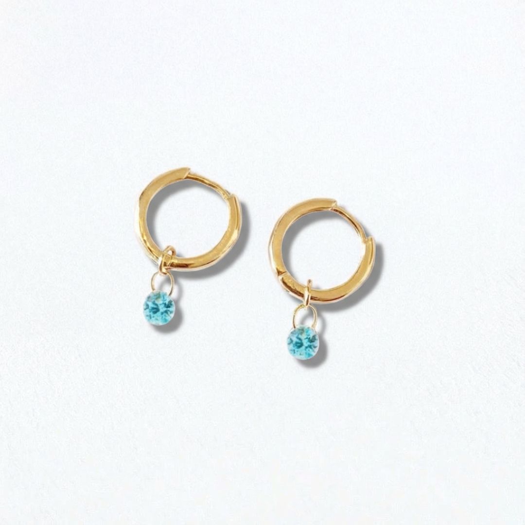 Boucles d'oreilles bleu créoles plaqué or 18K 1,5 cm Elda Bellaime 4