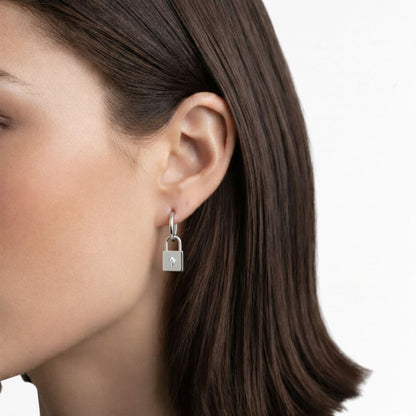 Boucles d'oreilles cadenas créoles argent 925 zirconium 1,2 cm The Secret Bellaime 3