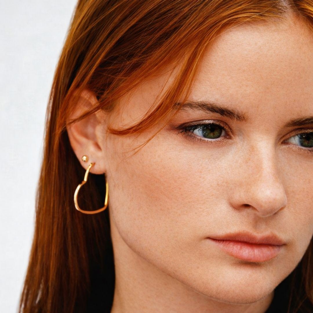 Boucle d'oreille creole coeur plaqué or 18K 4 cm Pure Love Bellaime 3