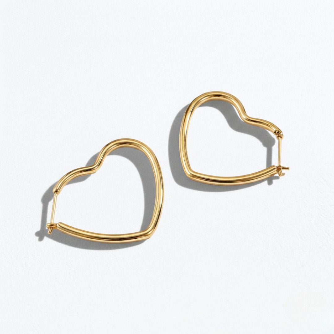 Boucle d'oreille creole coeur plaqué or 18K 4 cm Pure Love Bellaime 4