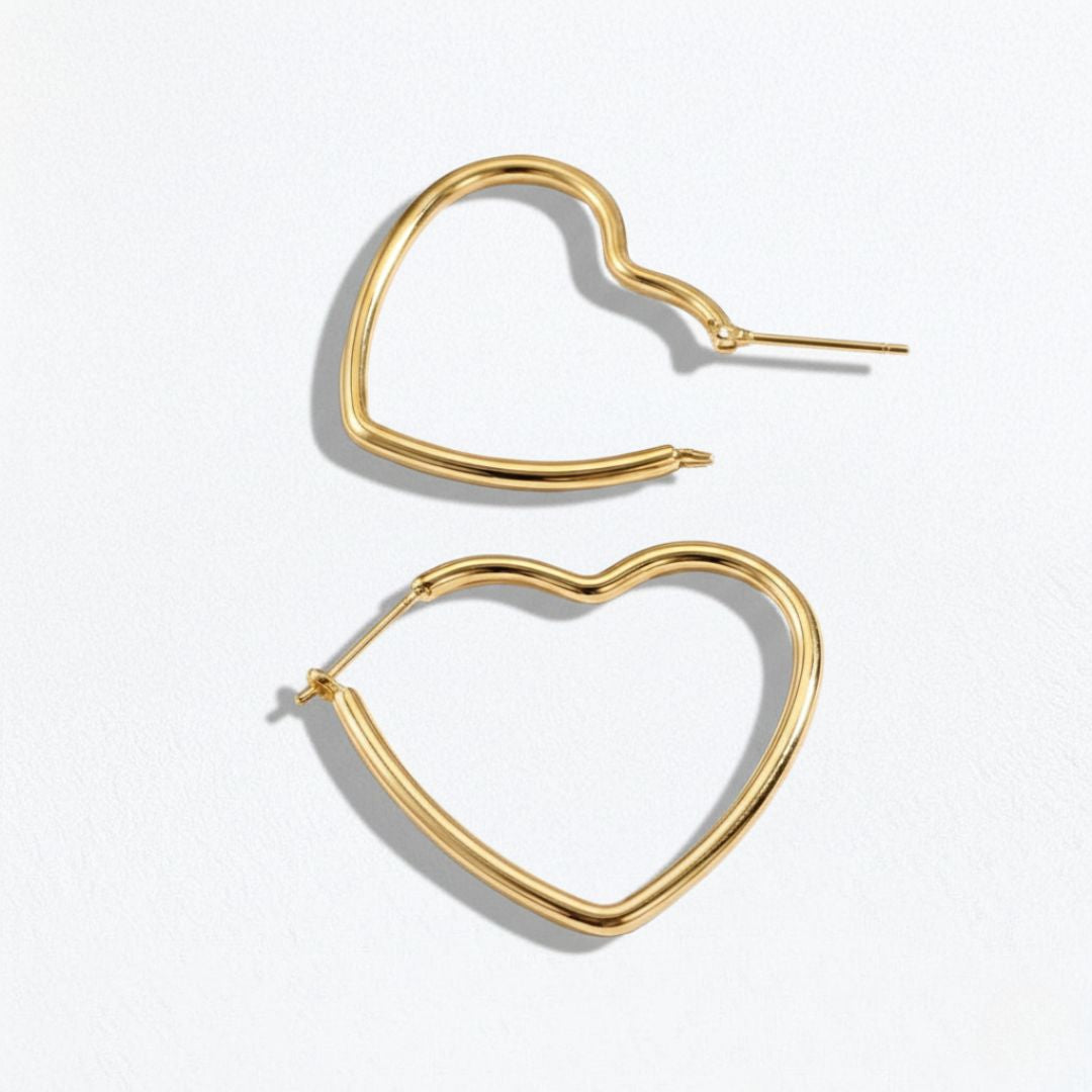 Boucle d'oreille creole coeur plaqué or 18K 4 cm Pure Love Bellaime 5