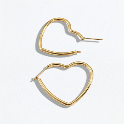 Boucle d'oreille creole coeur plaqué or 18K 4 cm Pure Love Bellaime 5