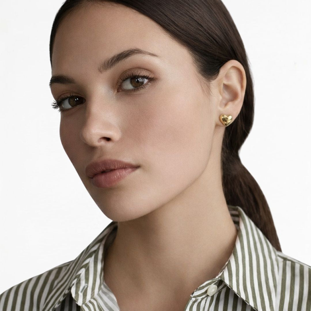 Puces d'Oreilles coeur Love Me Plaqué Or 18K Bellaime 2