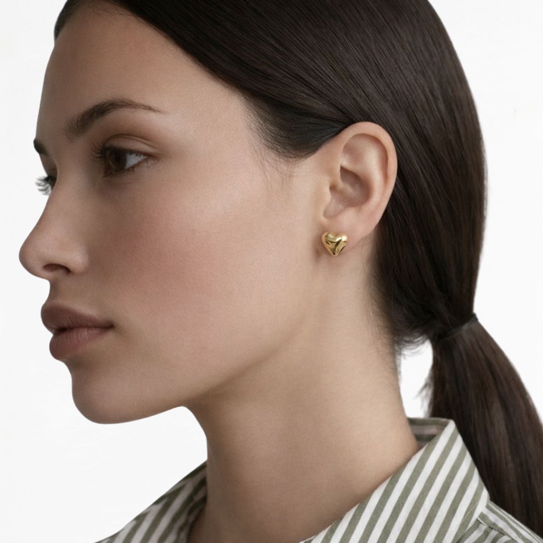 Puces d'Oreilles coeur Love Me Plaqué Or 18K Bellaime 3