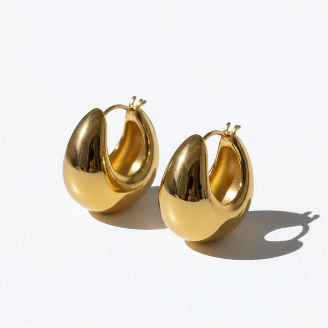 Boucles d'oreilles créoles acier inoxydable or Alba Bellaime