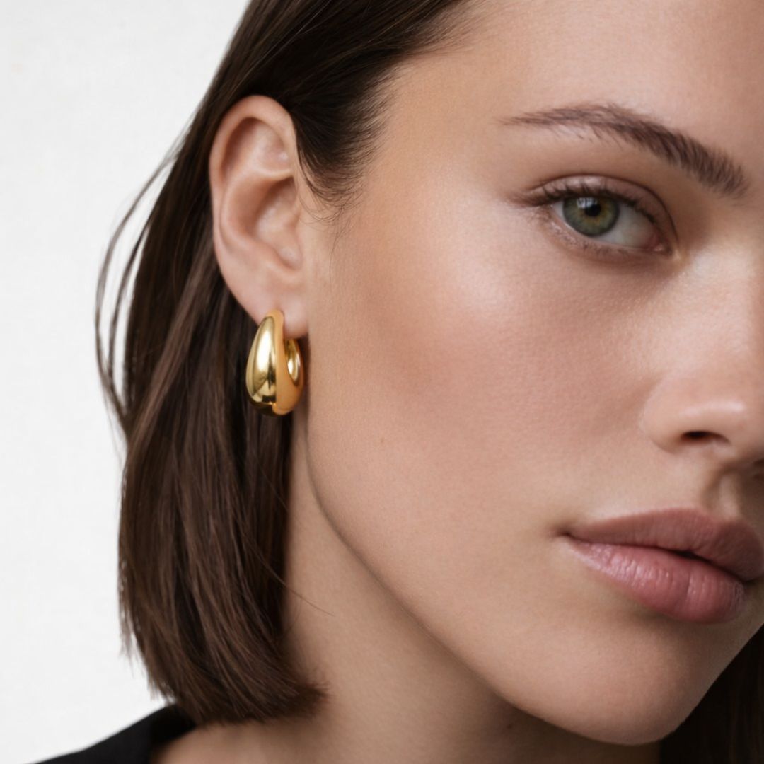 Boucles d'oreilles créoles acier inoxydable or Alba Bellaime 2